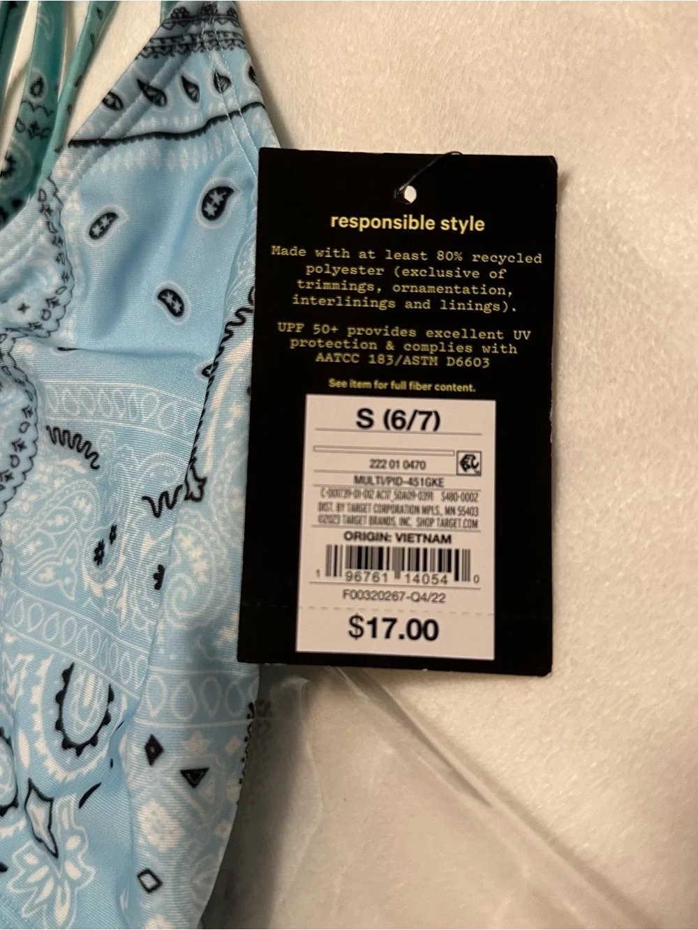 art class Light Blue Bandana-Print Strappy Swim Top